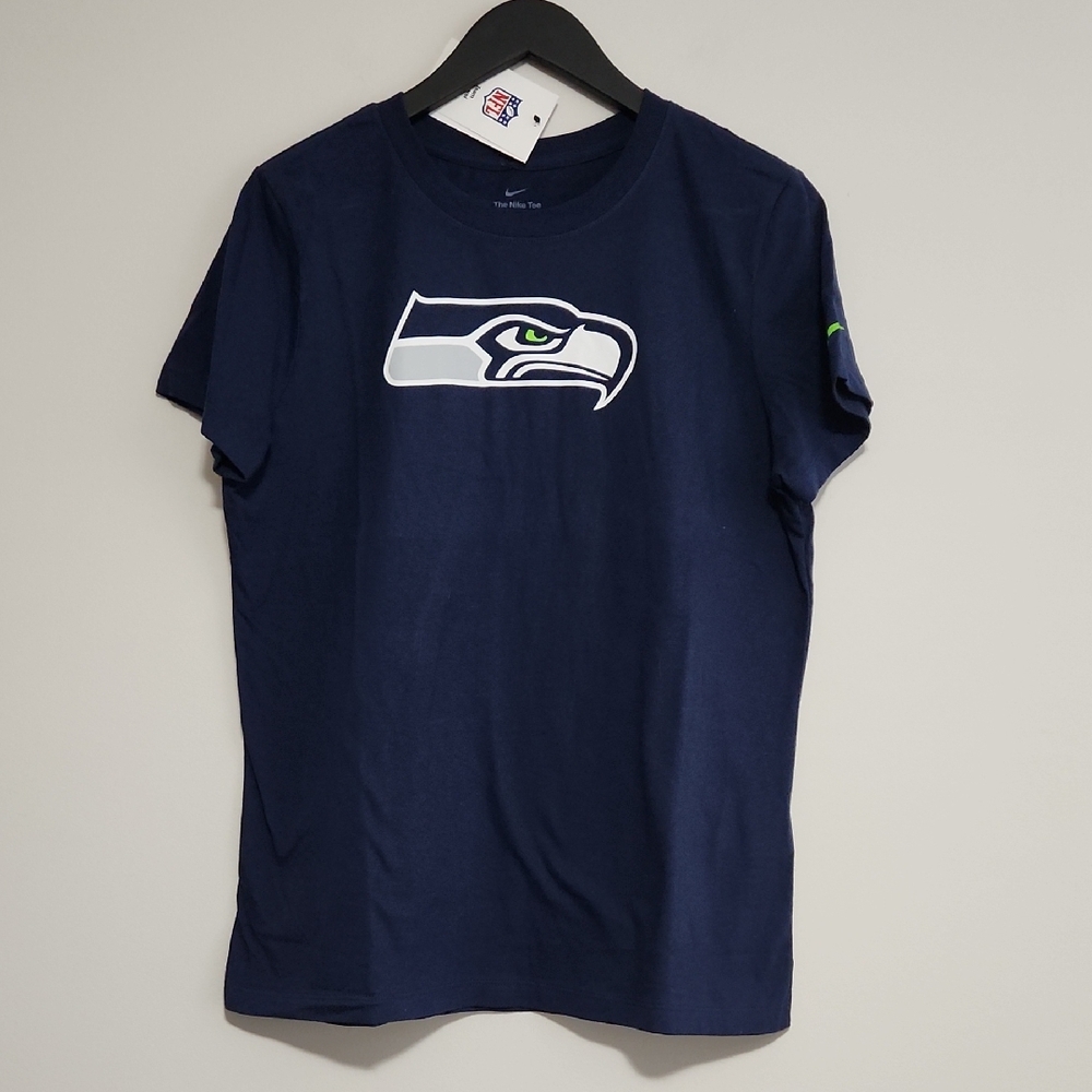 Nike NWT Womens Navy Blue Seahawks T-Shirt Size Large